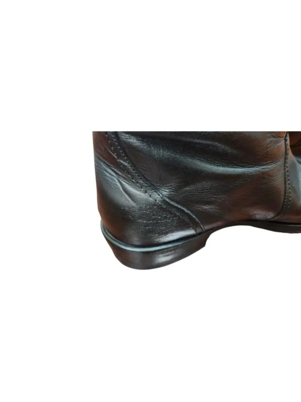 FRYE Black Leather Tall Riding Boots Size 8 Made in Spain Goodyear Welt Buckle